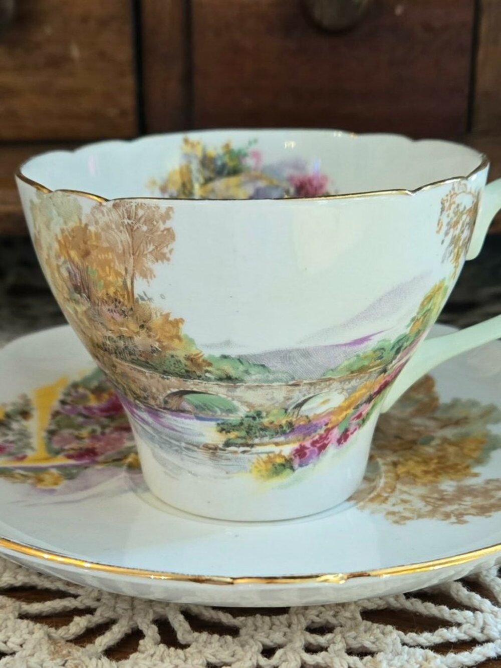 Vintage Shelley England Bone China Cup & Saucer - "Heather" Pattern - 13419